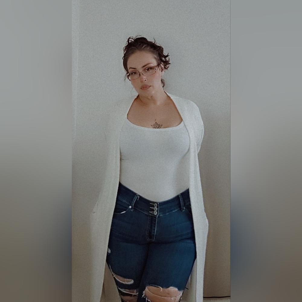 Terra and sky long creme sweater